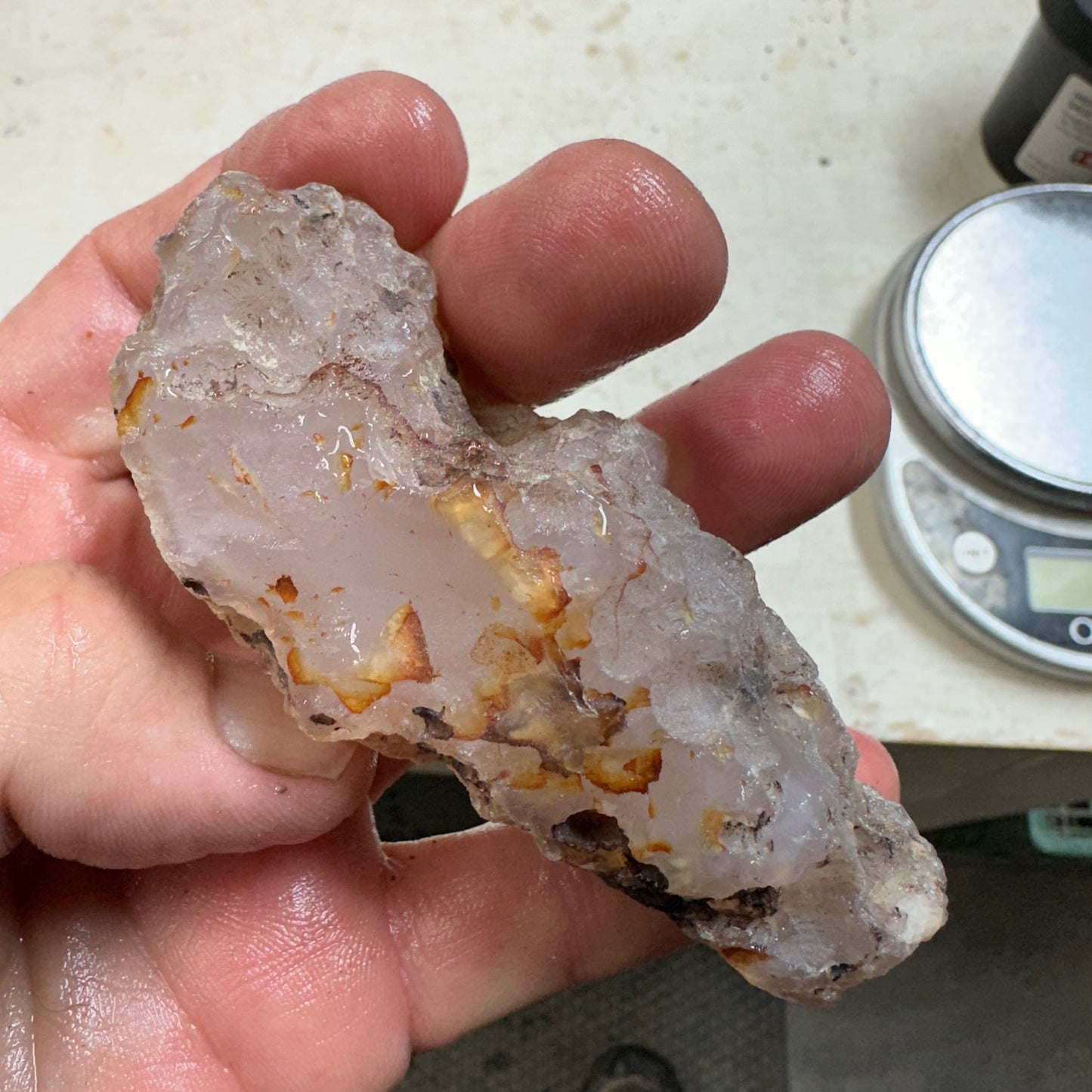 PINK AGATE Faced Rough - 0.38 pounds