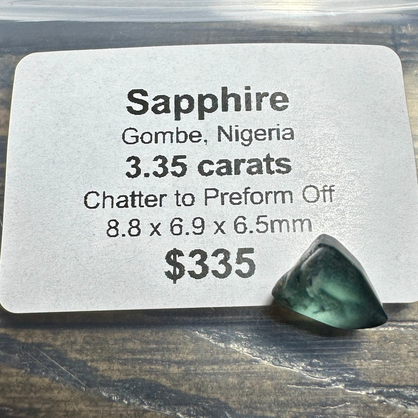 3.35ct GOMBE SAPPHIRE Facet Rough