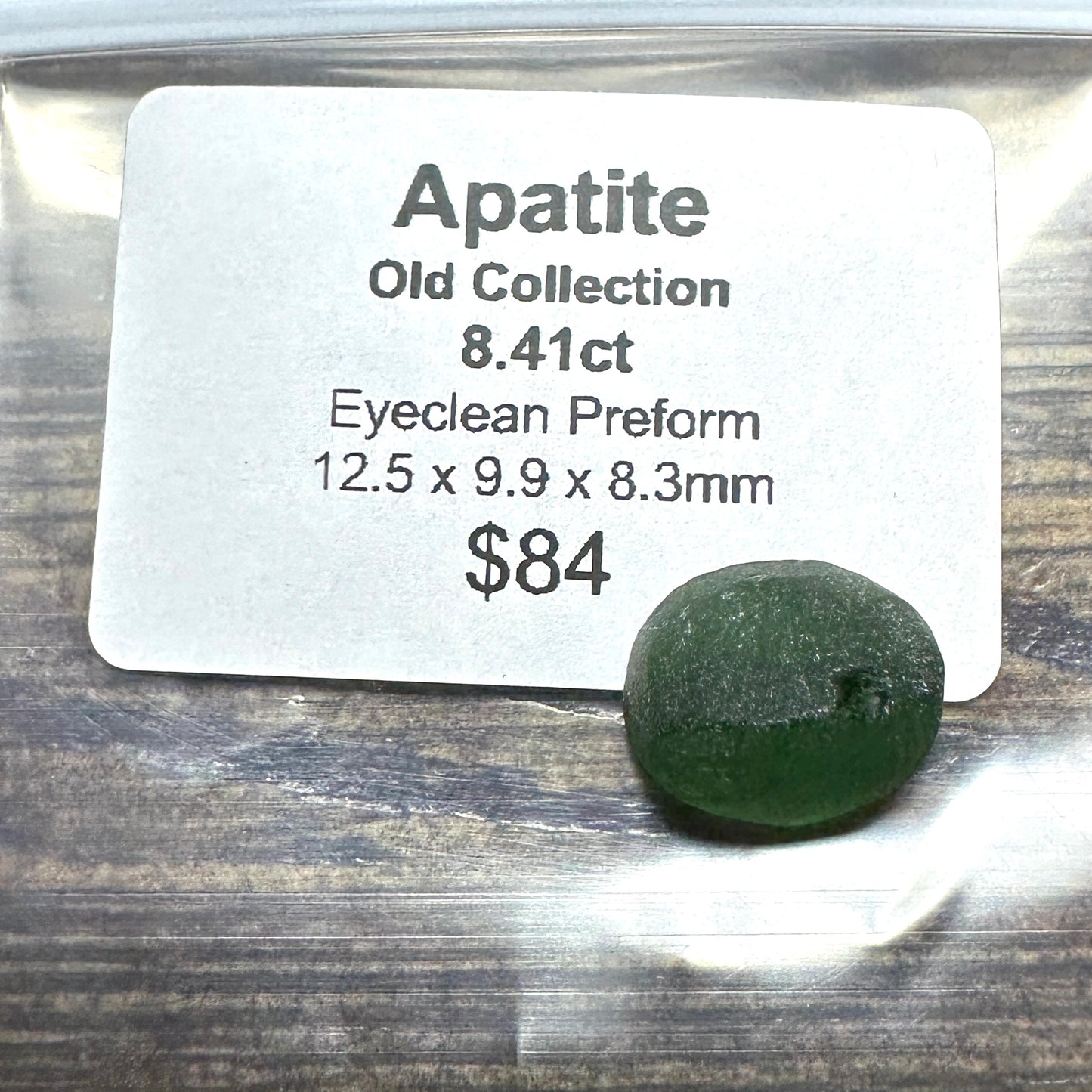 8.41ct GREEN APATITE Preformed Facet Rough