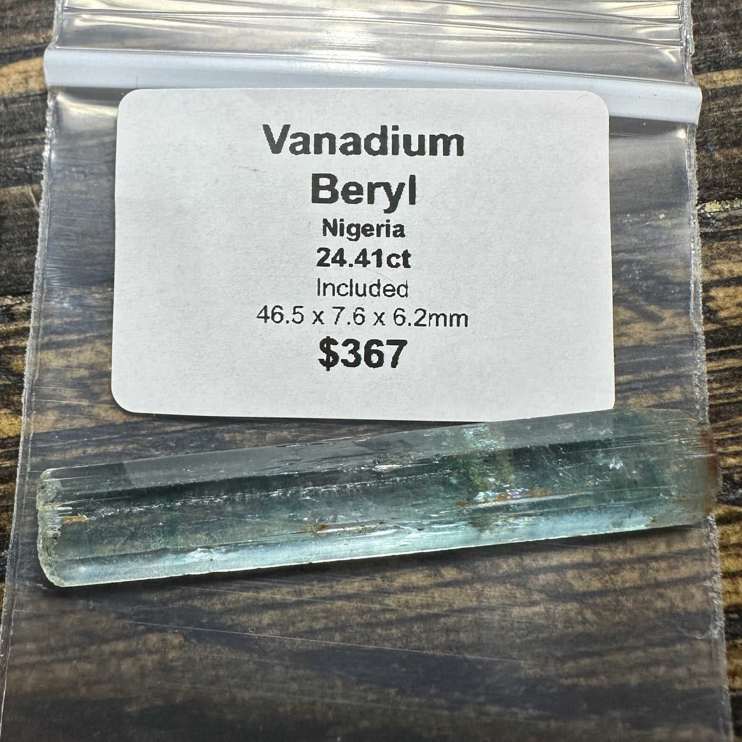 24.41ct VANADIUM BERYL Facet Rough