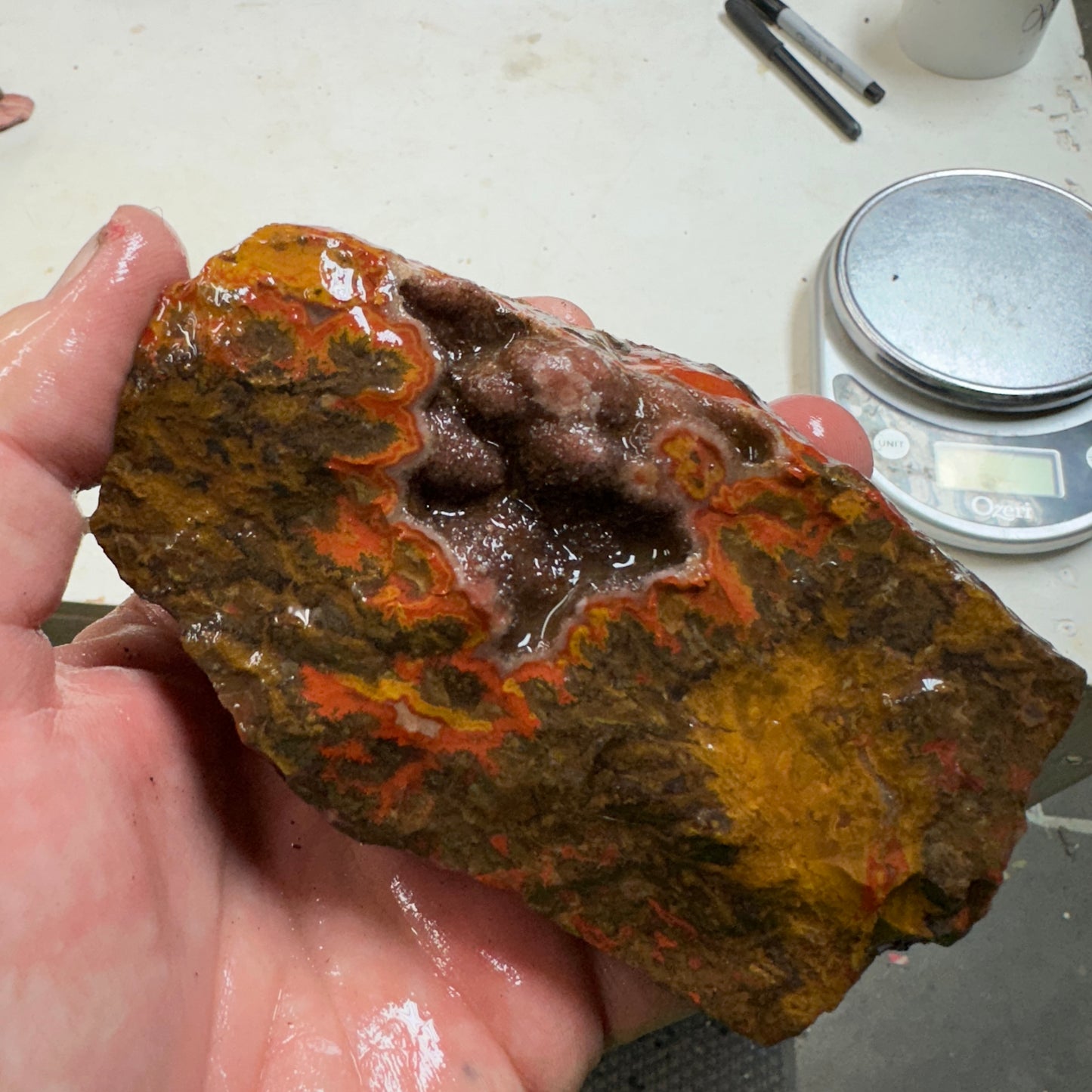 MOROCCAN SEAM AGATE Faced Rough - 1.39 Pounds