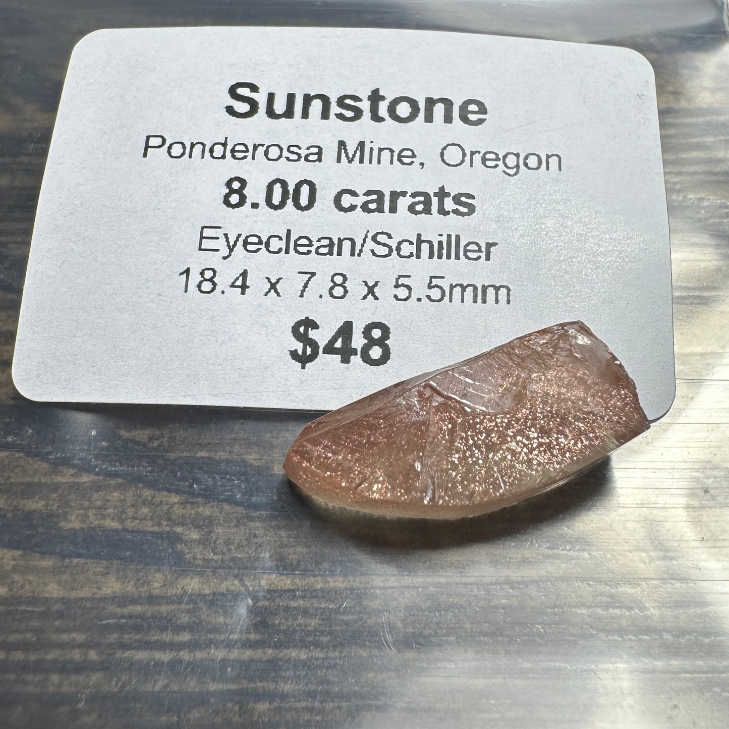 8.00ct OREGON SUNSTONE Facet Rough