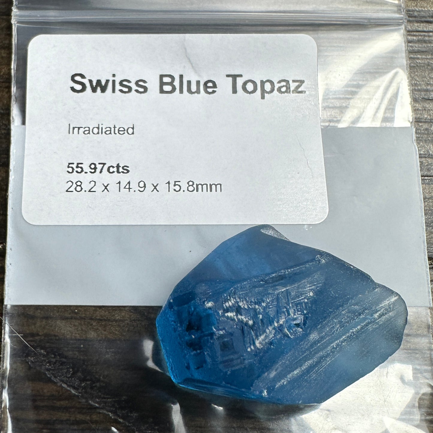 55.97ct SWISS BLUE TOPAZ Facet Rough