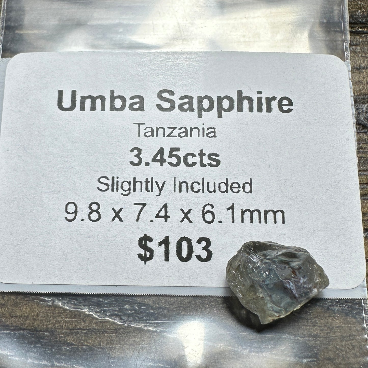 3.45ct UMBA SAPPHIRE Facet Rough