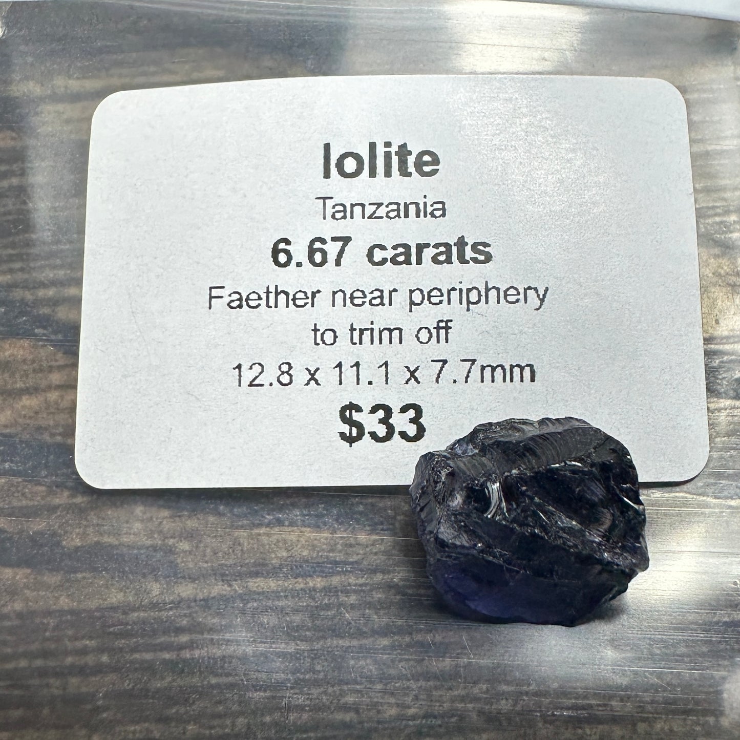 6.67ct IOLITE Facet Rough