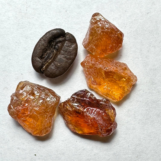 SPESSARTINE GARNET 4pcs., 4.70g Facet Rough Parcel