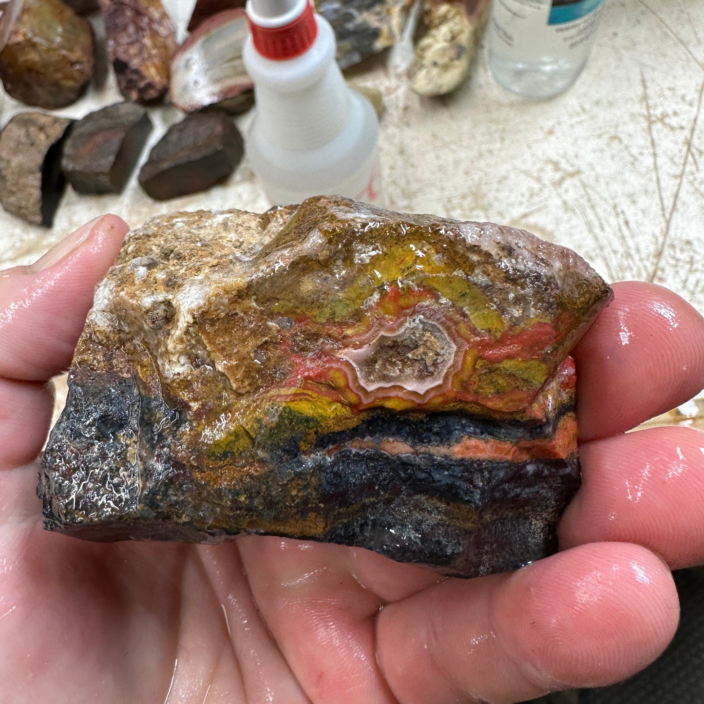 MOROCCAN AGATE Faced Rough - 0.80 Pounds