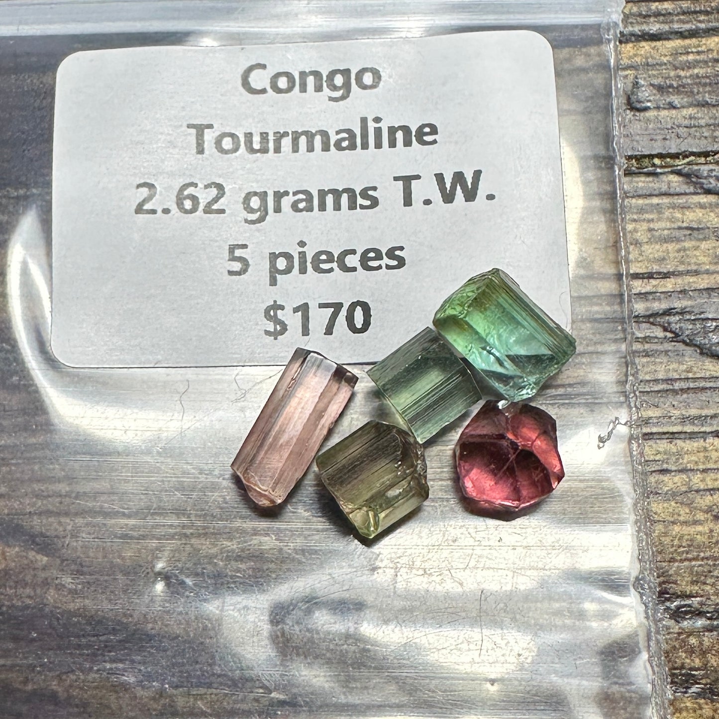 CONGO TOURMALINE 5pcs., 2.62g Facet Rough Parcel
