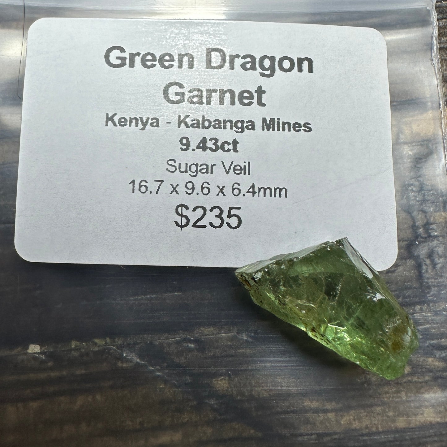 9.43ct GREEN DRAGON GARNET Facet Rough