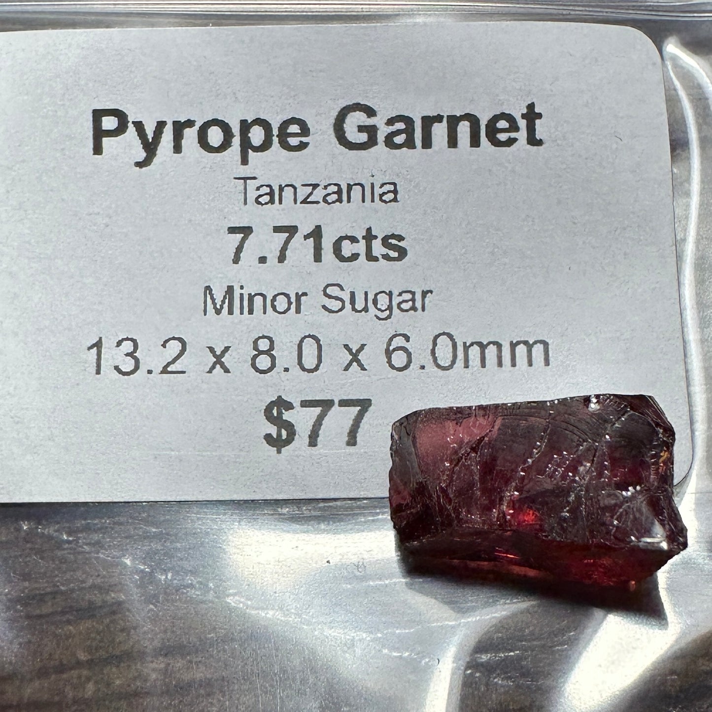 7.71ct PYROPE GARNET Facet Rough