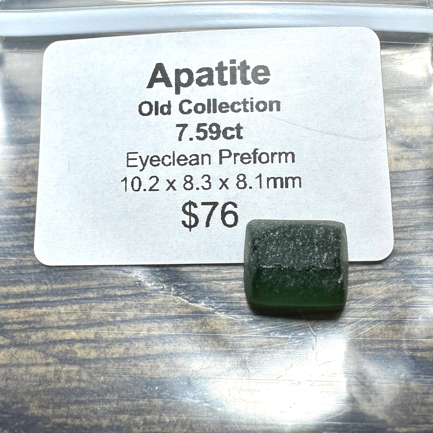 7.59ct GREEN APATITE Preformed Facet Rough