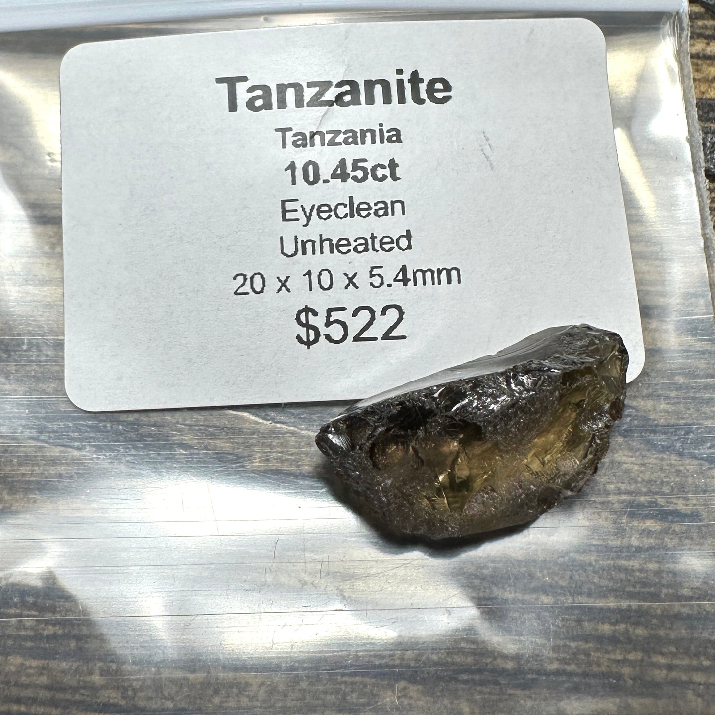 10.45ct unheated TANZANITE Facet Rough