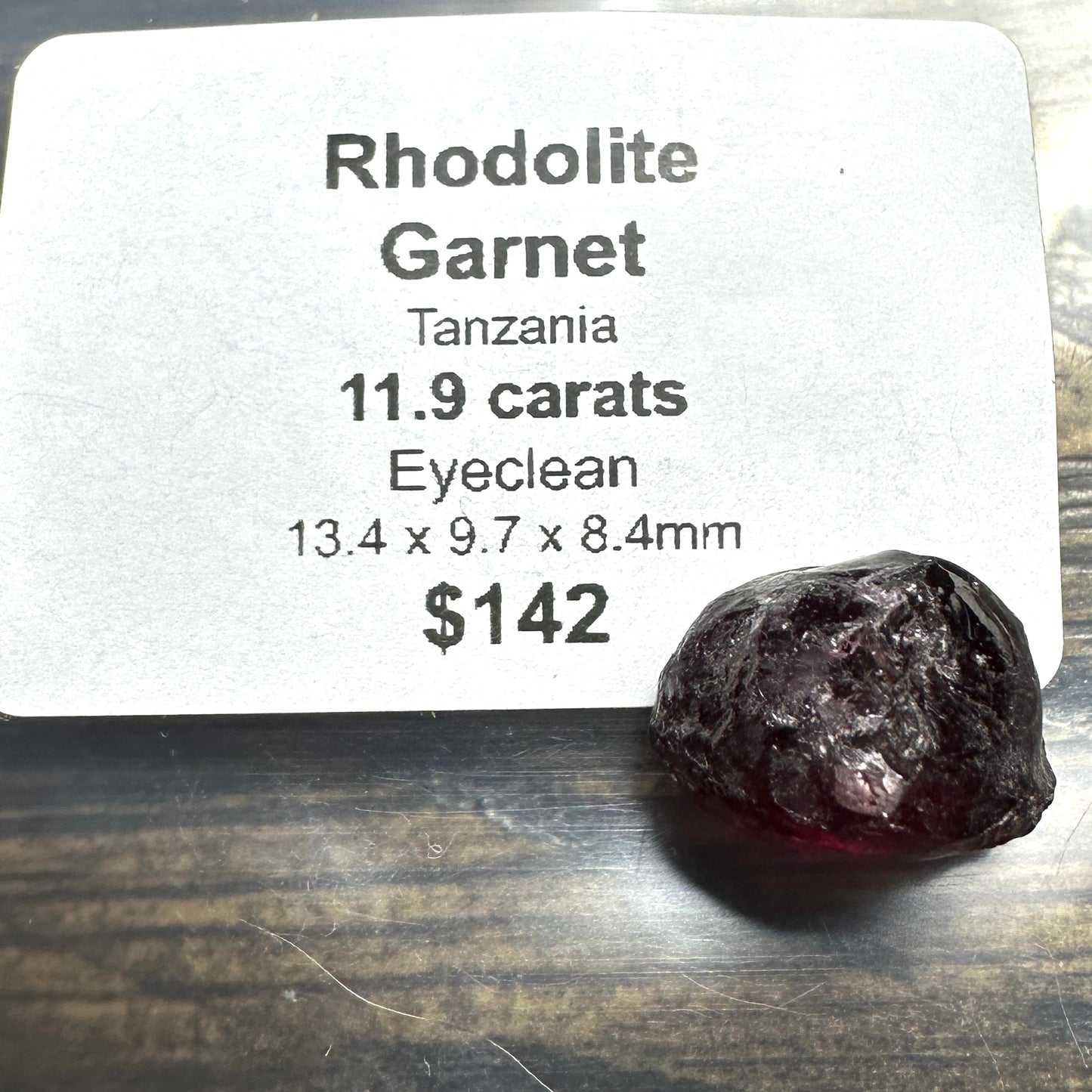 11.9ct RHODOLITE GARNET Facet Rough