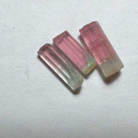 3pcs., 5.89cts TW of BiColor TOURMALINE Facet Rough