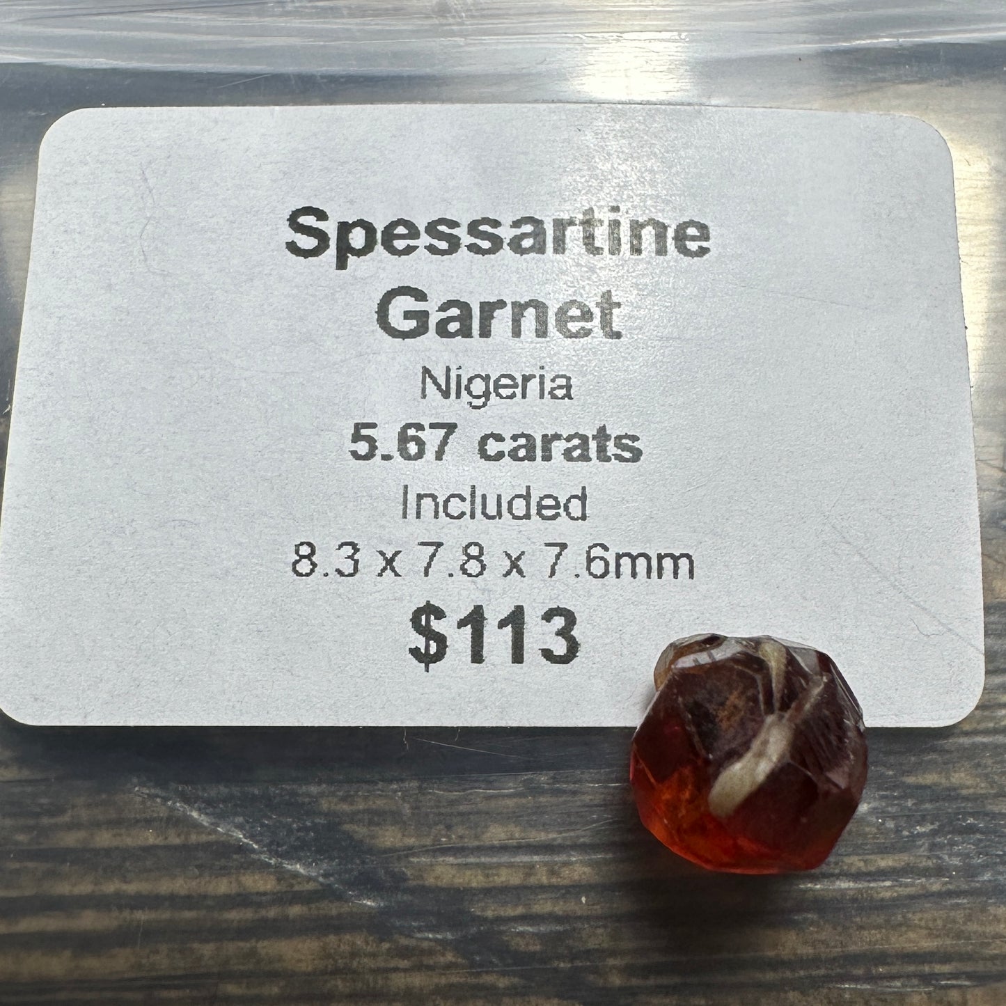 5.67ct SPESSARTINE GARNET Facet Rough
