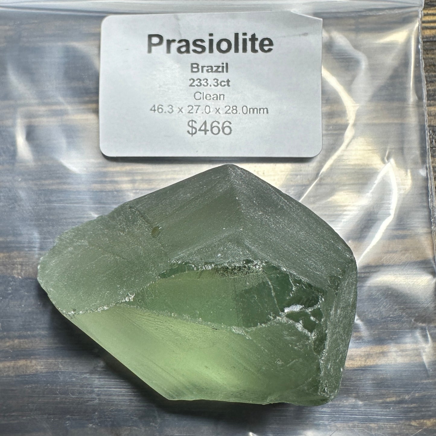 233.3ct PRASIOLITE QUARTZ Facet Rough