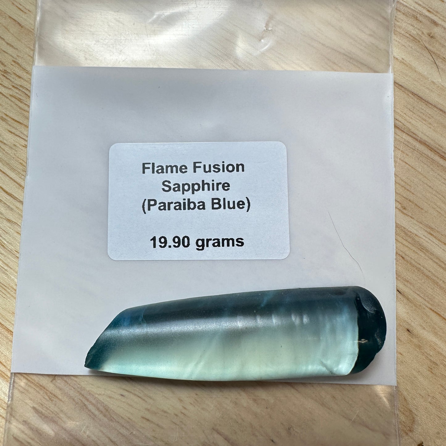 Paraiba Blue FLAME FUSION LAB SAPPHIRE Facet Rough 19.90g