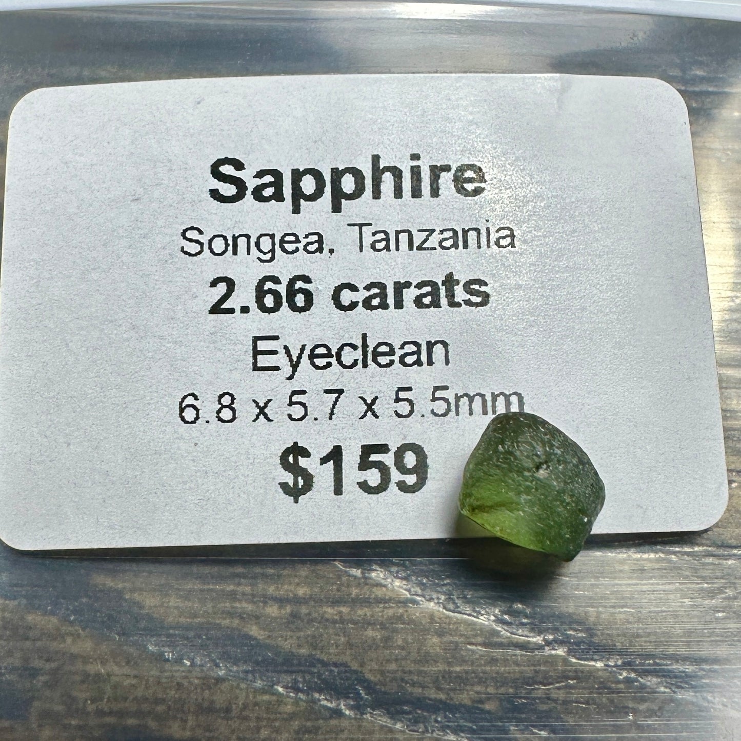 2.66ct SONGEA SAPPHIRE Facet Rough