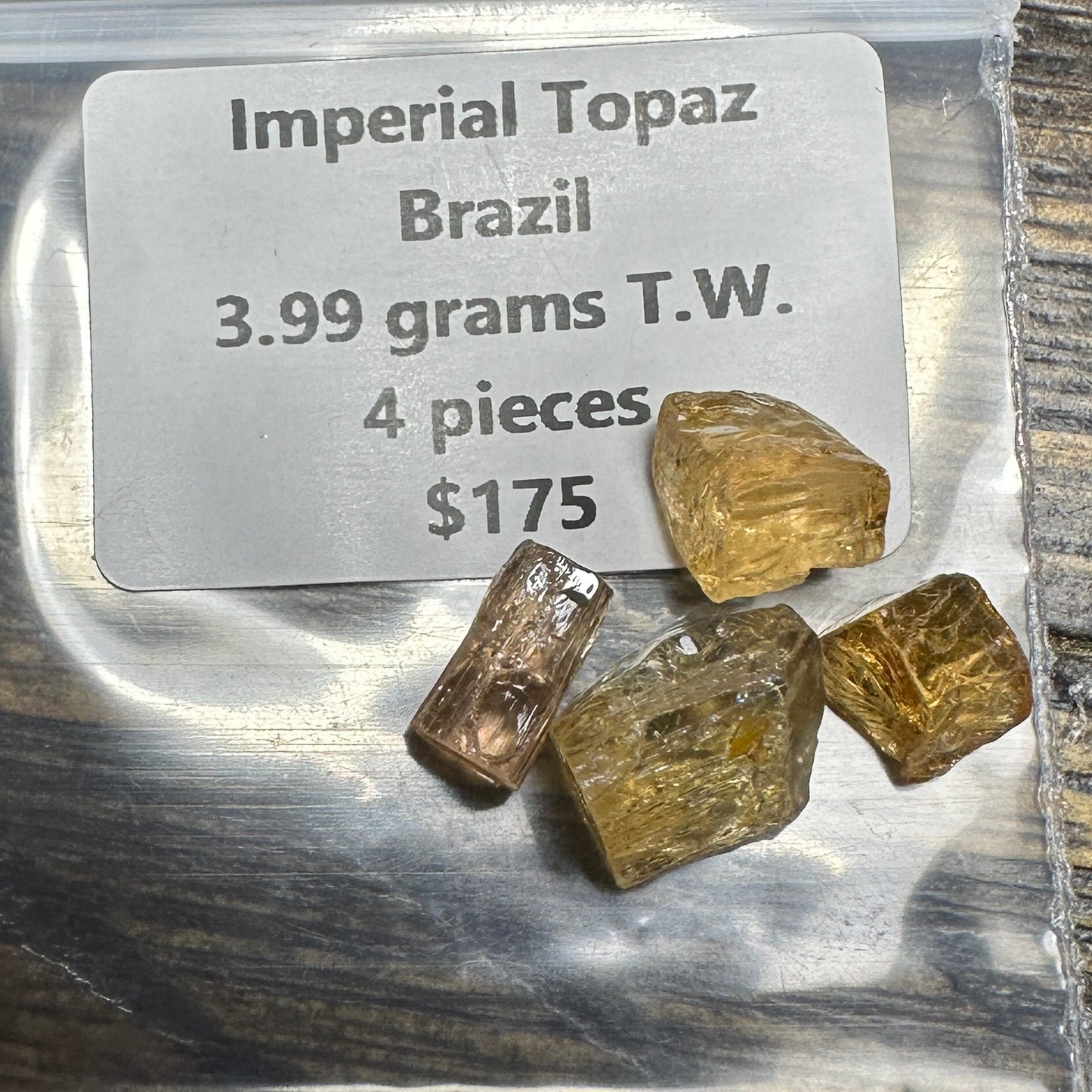 IMPERIAL TOPAZ 4pcs., 3.99g Facet Rough Parcel