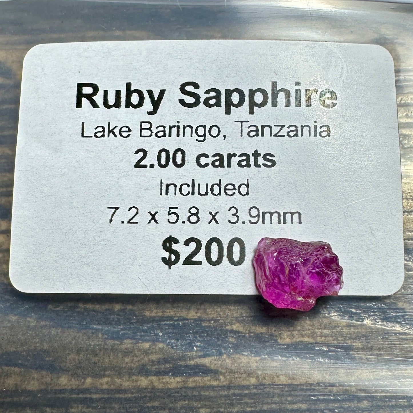 2.00ct LAKE BARINGO RUBY Facet Rough