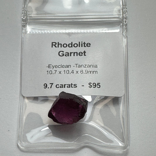 9.7ct RHODOLITE GARNET Facet Rough