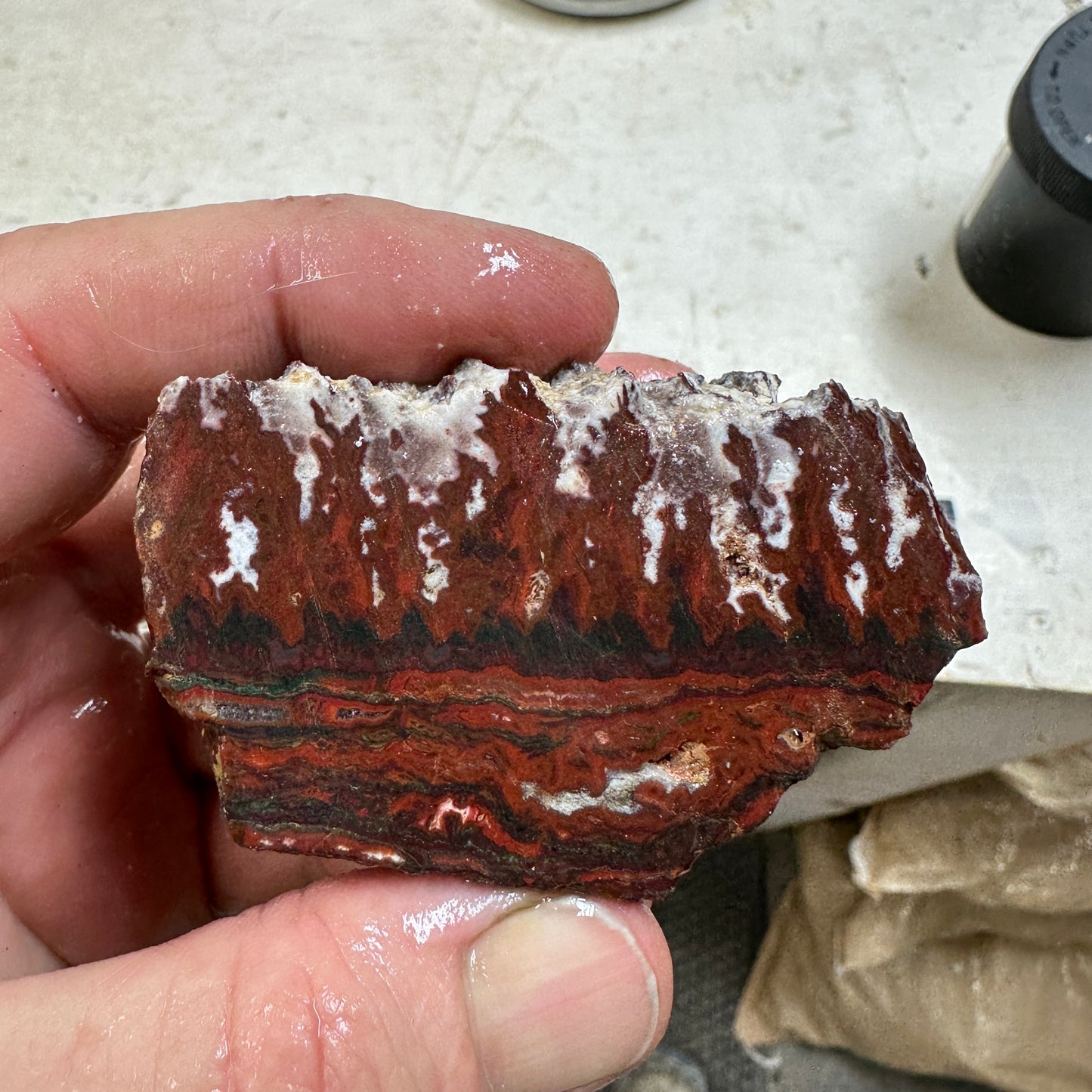 IDAHO WILDFIRE PLUME AGATE Faced Rough - 5.48oz