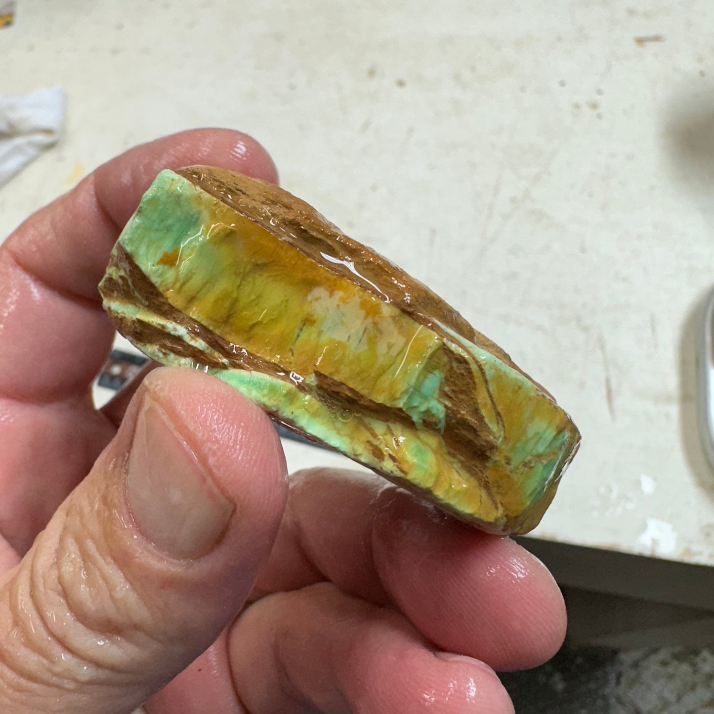 Polychrome AUSTRALIAN VARISCITE Faced Rough - 82 grams