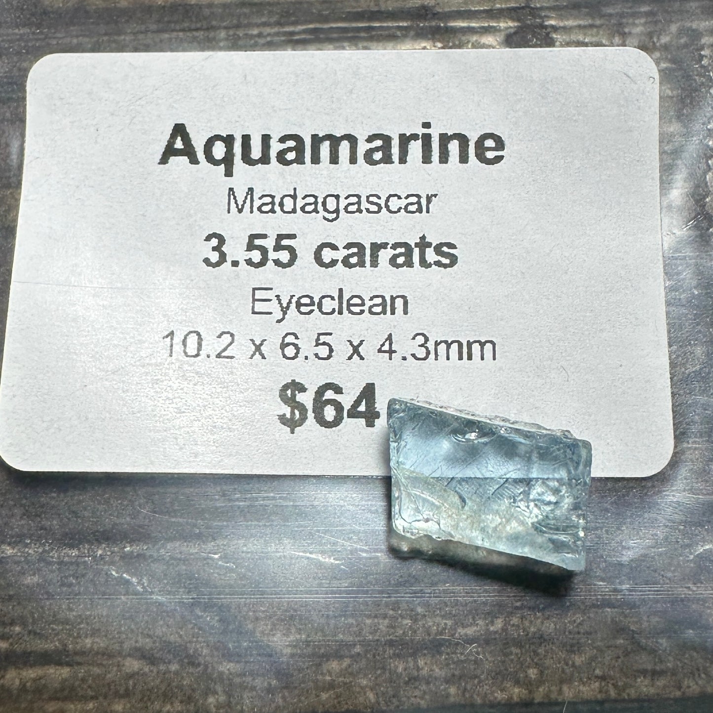 3.55ct AQUAMARINE BERYL Facet Rough