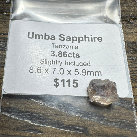 3.86ct UMBA SAPPHIRE Facet Rough