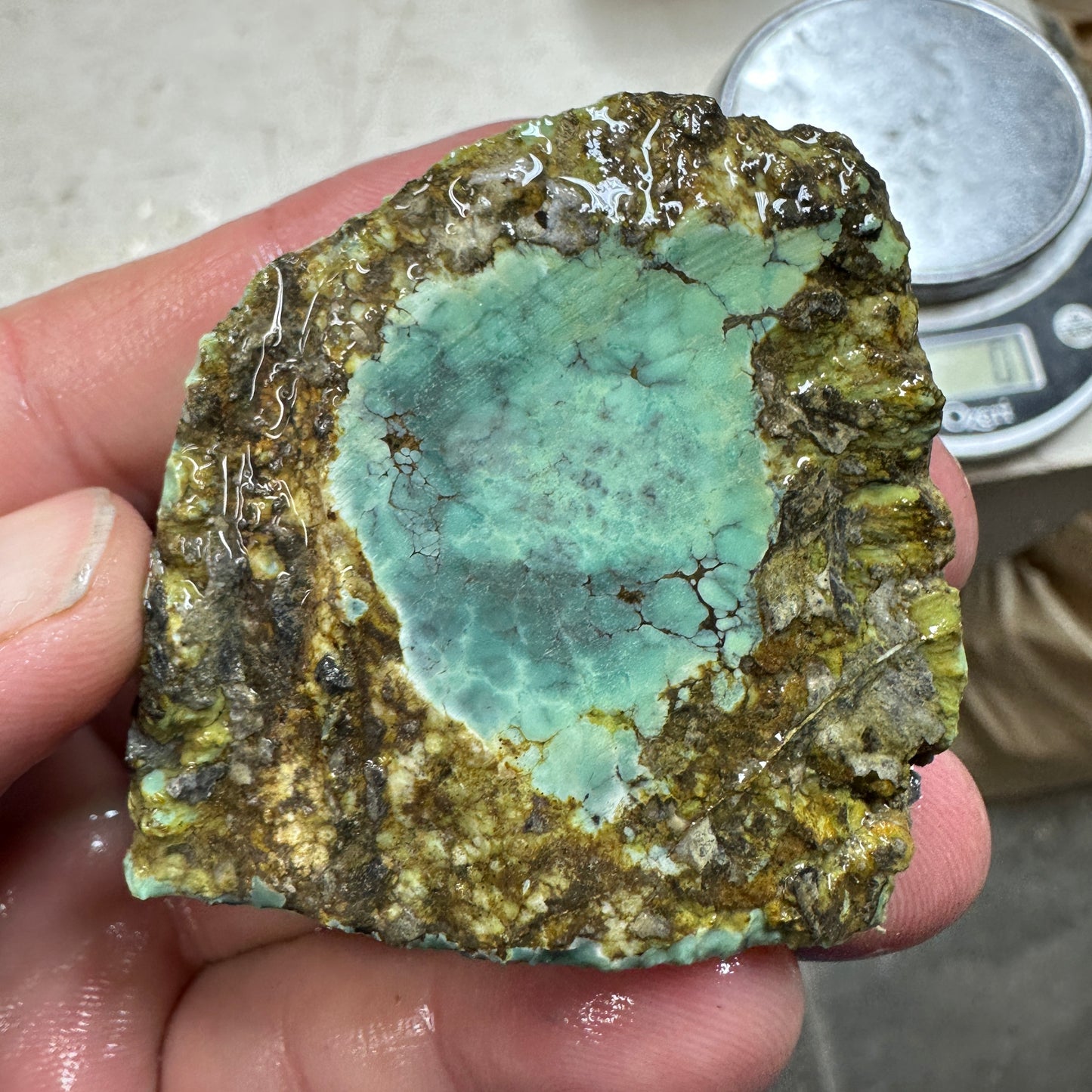 BROKEN ARROW VARISCITE Trimmed Rough Slab - 80 grams