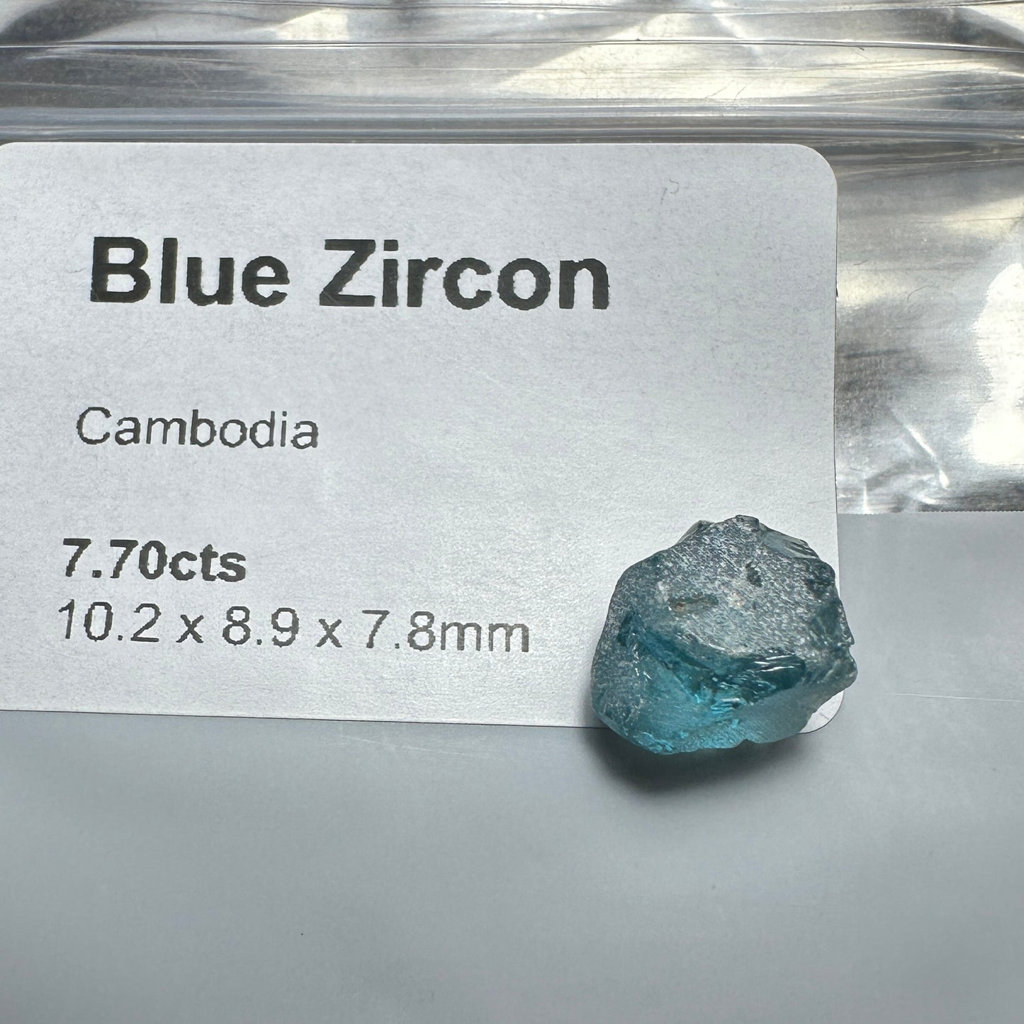 7.70ct BLUE ZIRCON Facet Rough