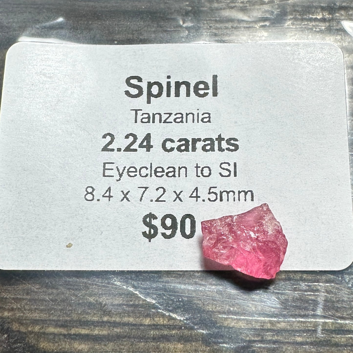 2.24ct Mahenge PINK SPINEL Facet Rough