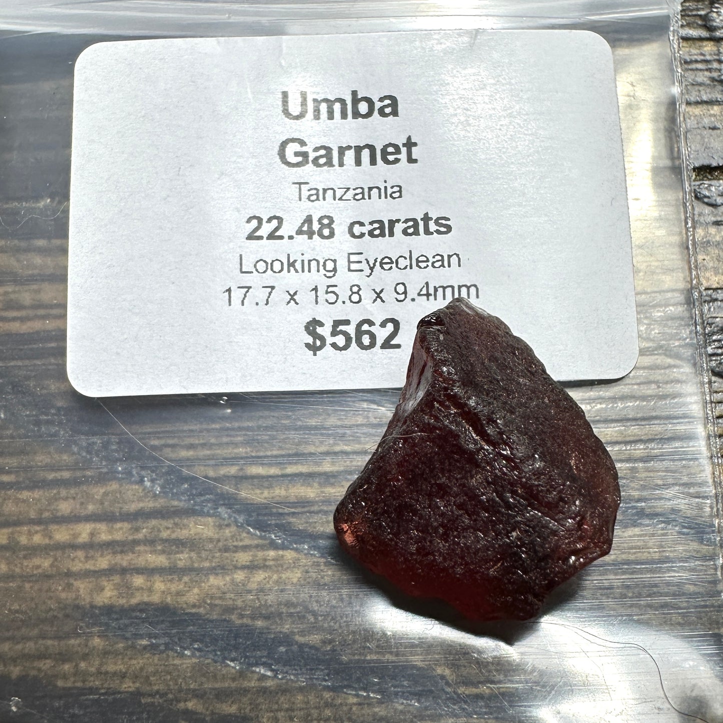 22.48ct UMBA GARNET Facet Rough