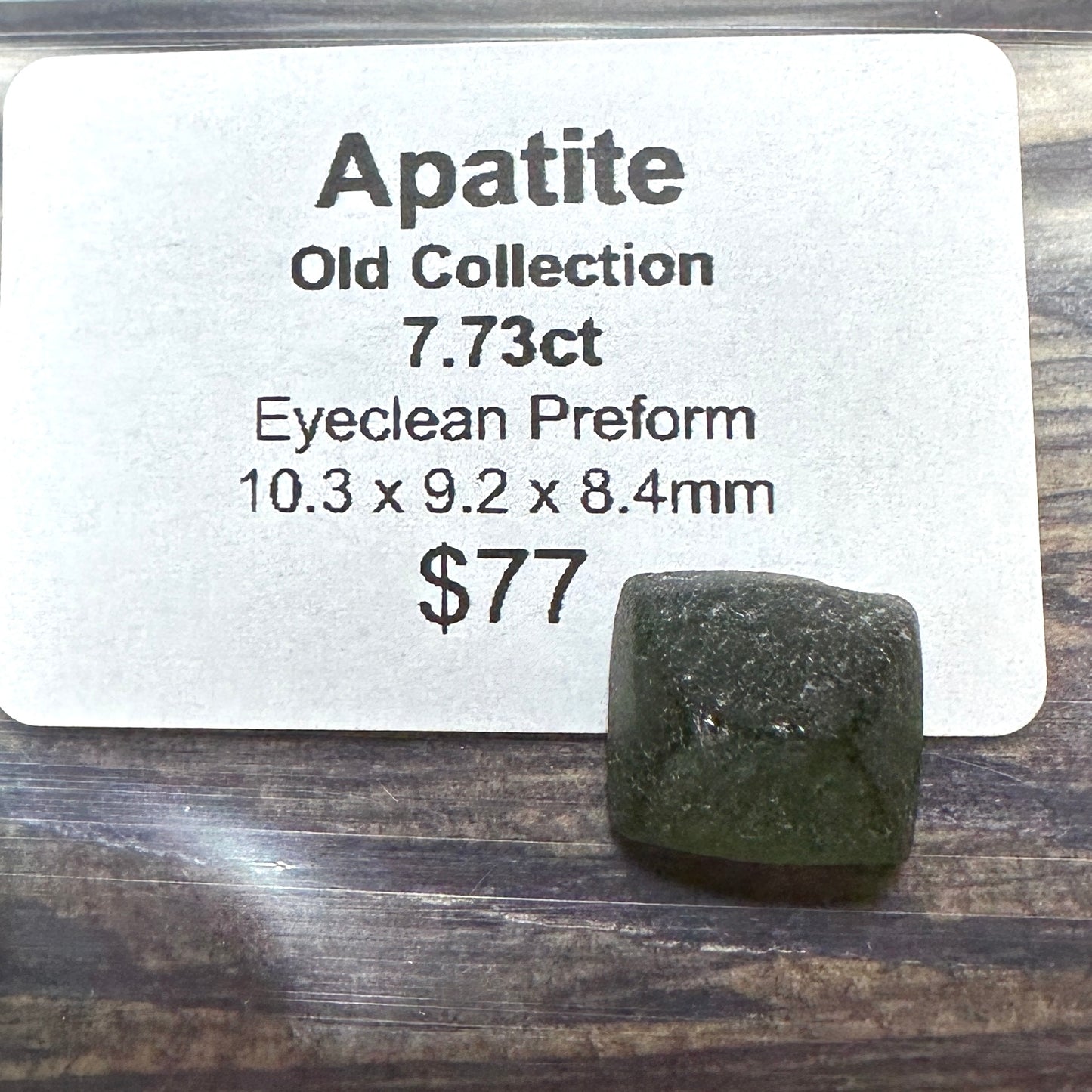 7.73ct GREEN APATITE Preformed Facet Rough