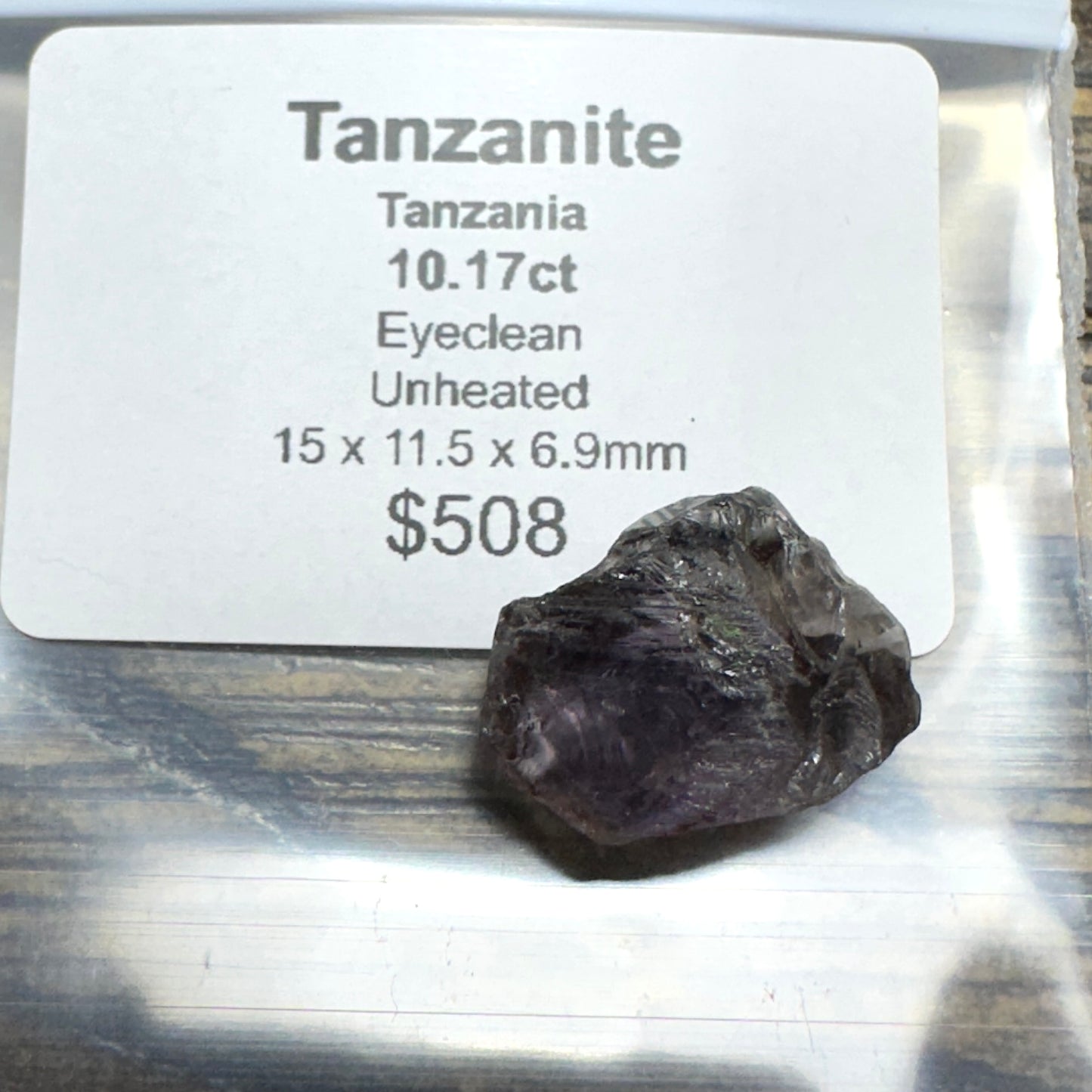 10.17ct unheated TANZANITE Facet Rough