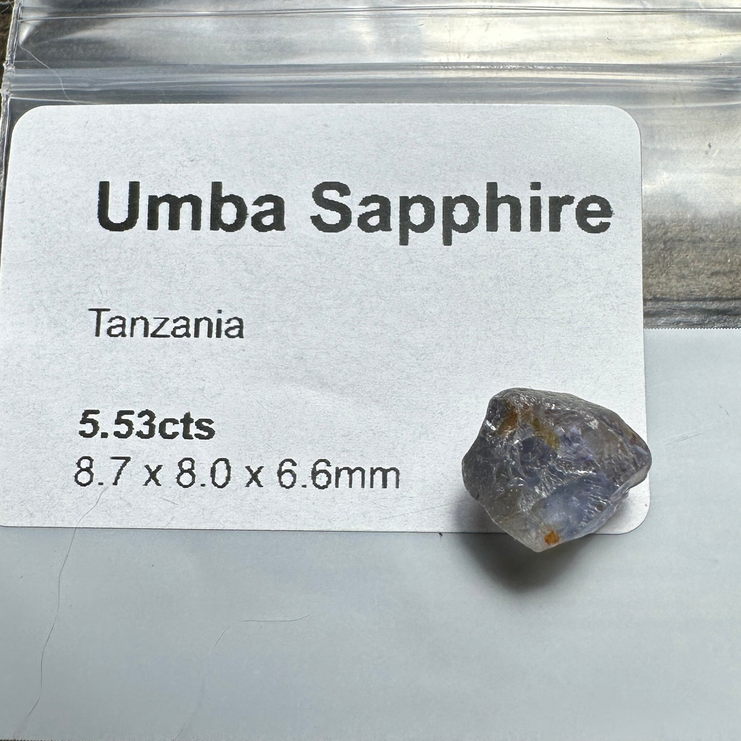 5.53ct UMBA SAPPHIRE Facet Rough