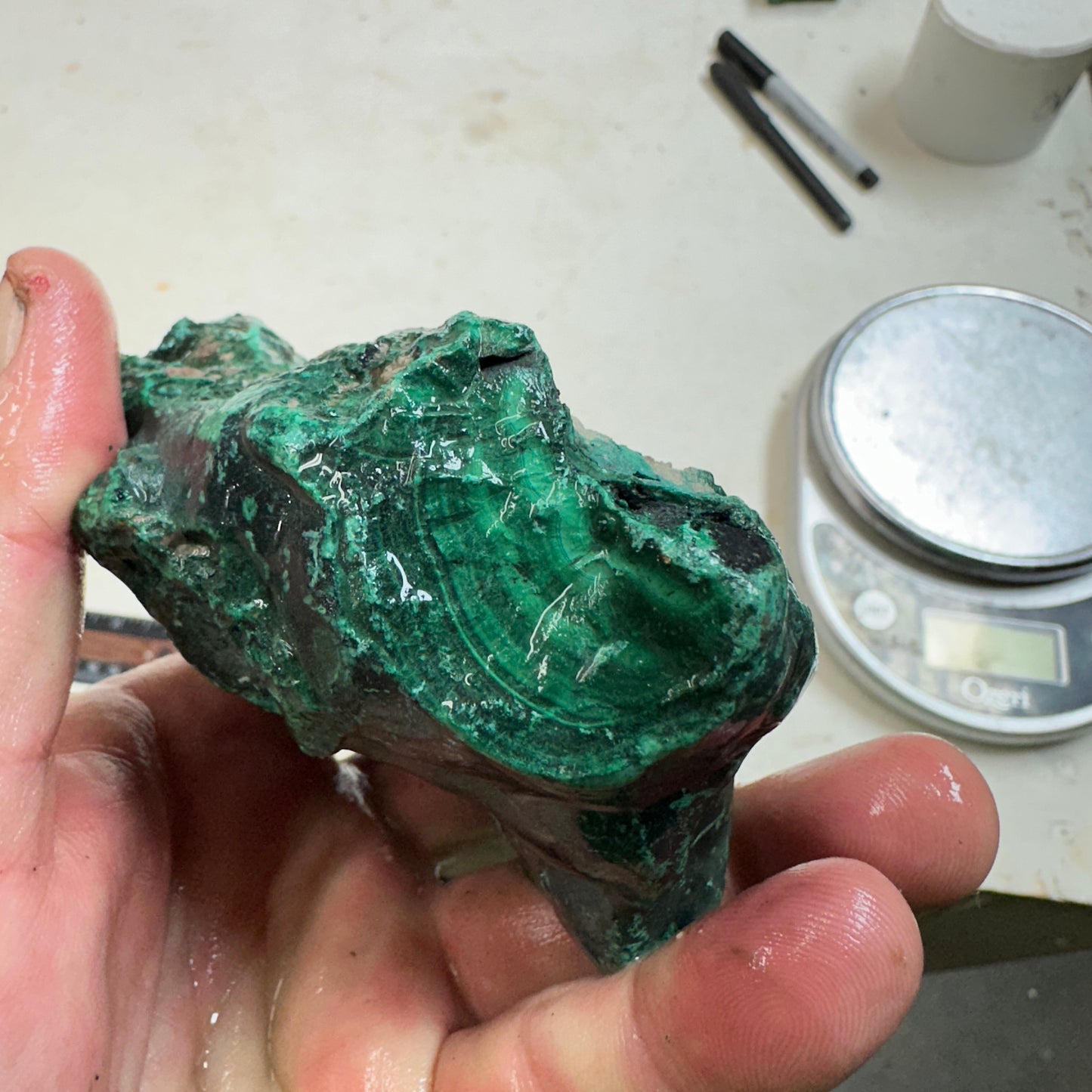 MALACHITE Faced Rough - 1.49 Pounds