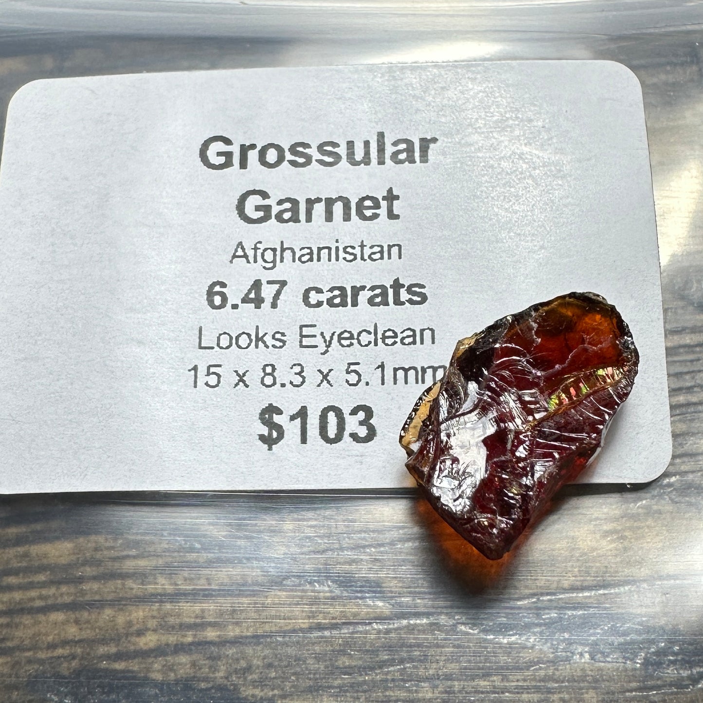 6.47ct GROSSULAR GARNET Facet Rough