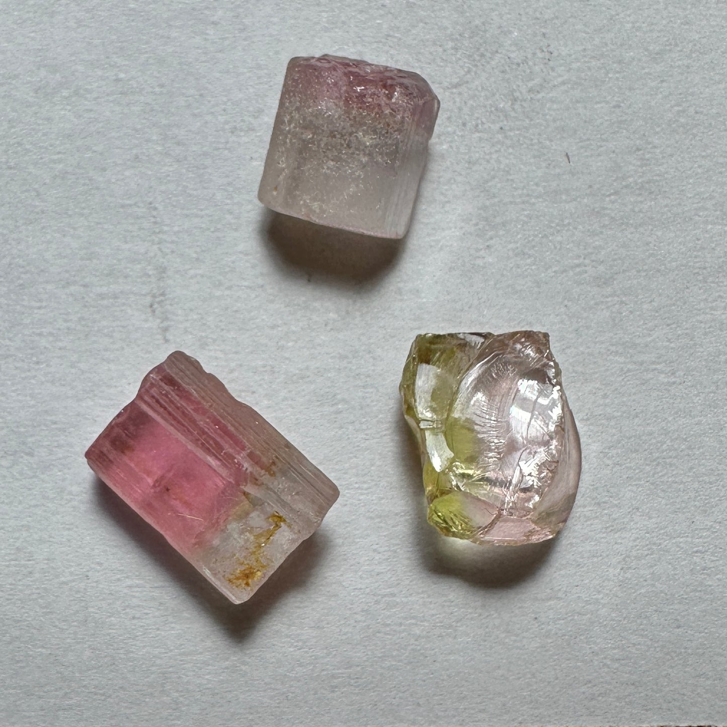 3pcs., 8.95ct TW of BiColor TOURMALINE Facet Rough