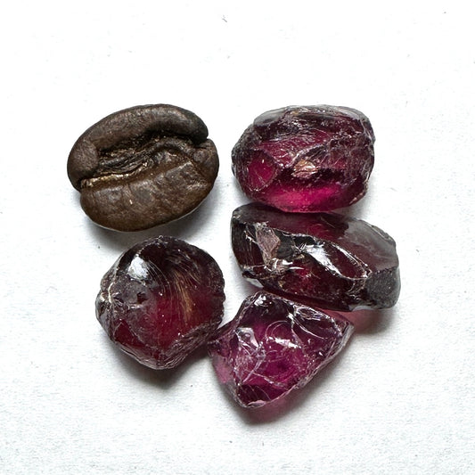 RHODOLITE GARNET 4pcs., 4.81g Facet Rough Parcel