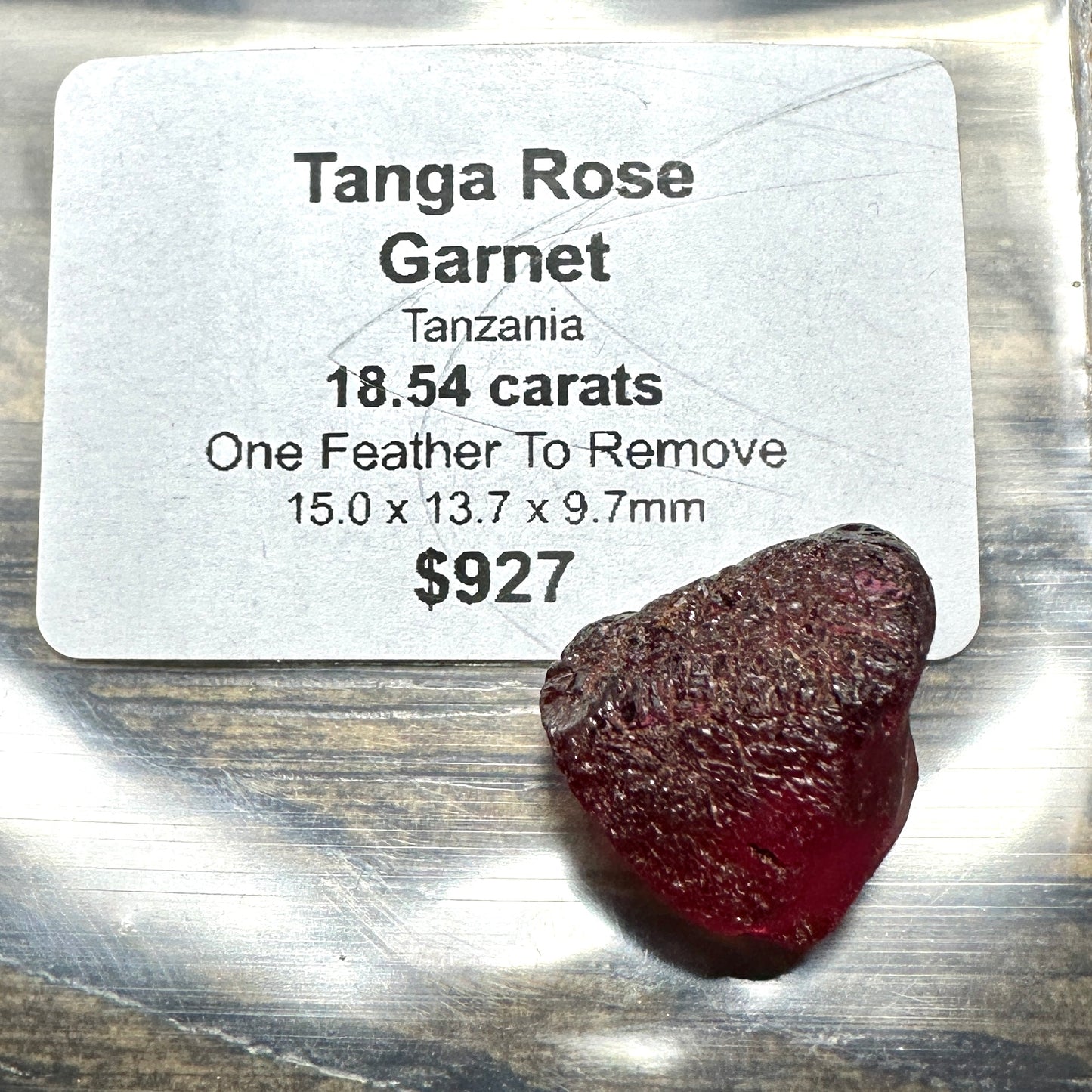 18.54ct TANGA ROSE GARNET Facet Rough