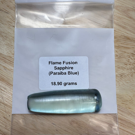 Paraiba Blue FLAME FUSION LAB SAPPHIRE Facet Rough 18.90g