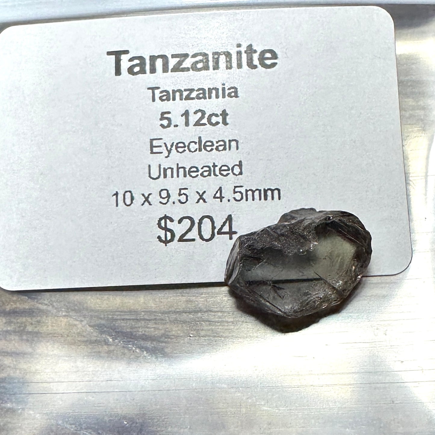 5.12ct unheated TANZANITE Facet Rough