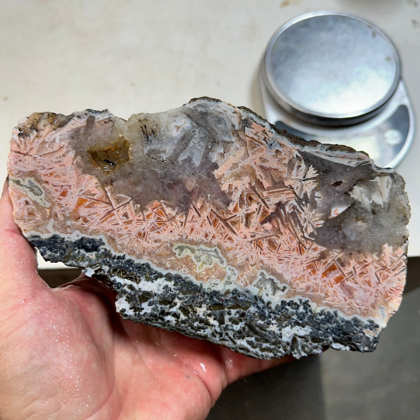 MOROCCAN STICK AGATE Faced Rough - 3.89 Pounds