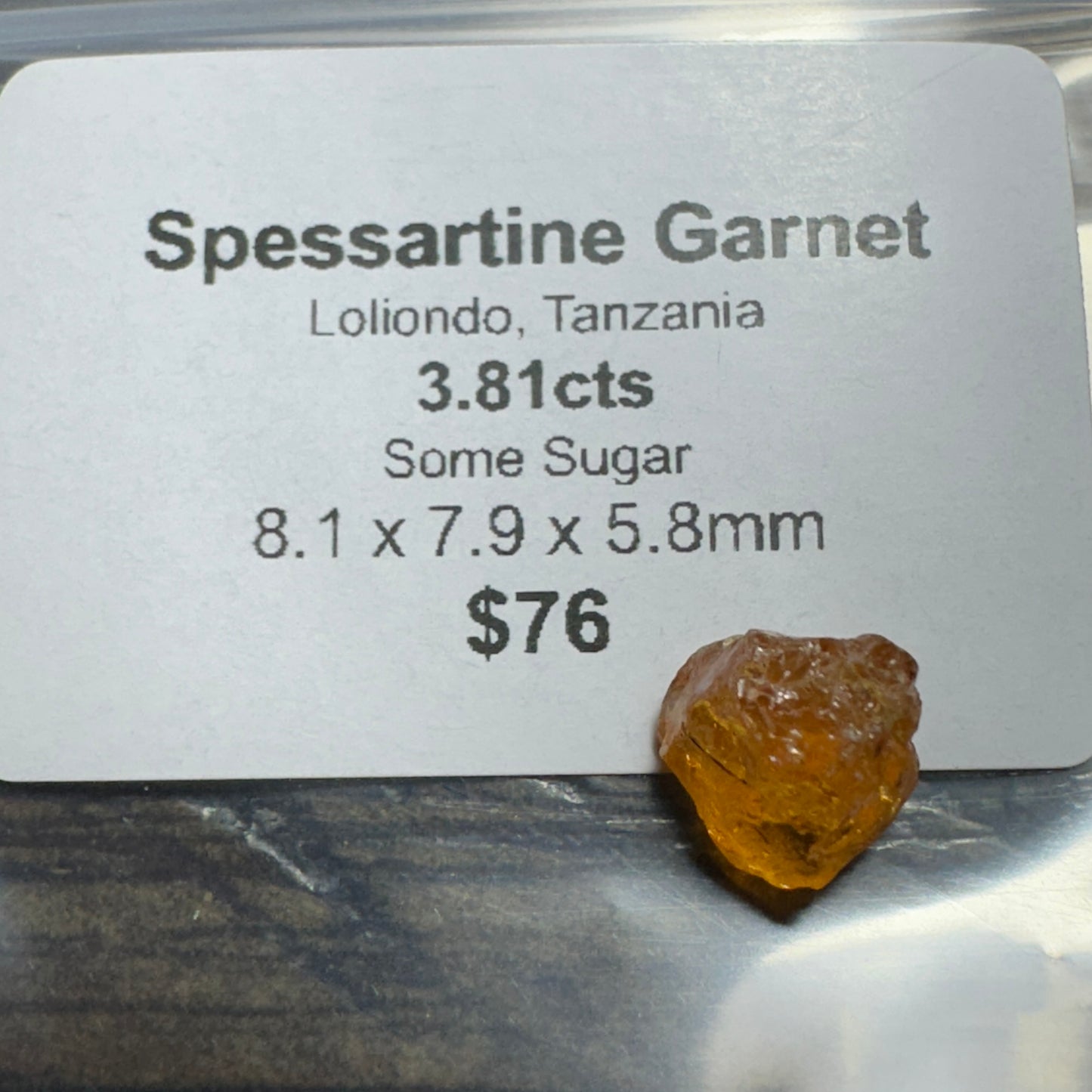 3.81ct Loliondo SPESSARTINE GARNET Facet Rough