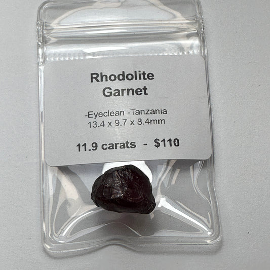 11.9ct RHODOLITE GARNET Facet Rough