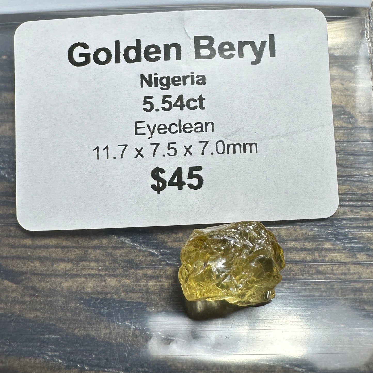 5.54ct GOLDEN BERYL Facet Rough