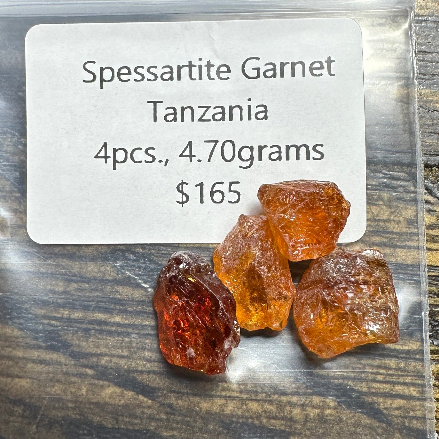 SPESSARTINE GARNET 4pcs., 4.70g Facet Rough Parcel