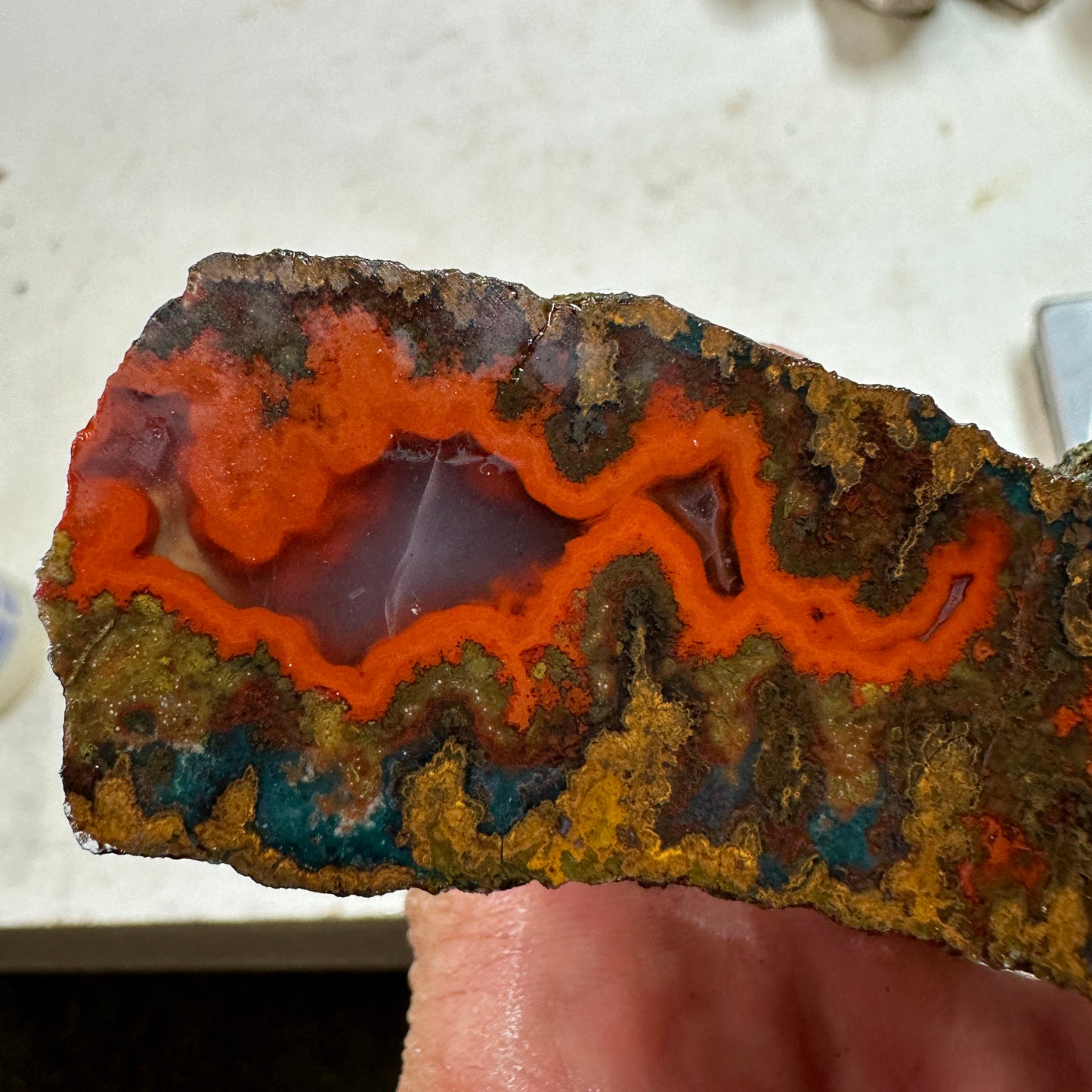 MOROCCAN SEAM AGATE Faced Rough - 1.02 Pounds