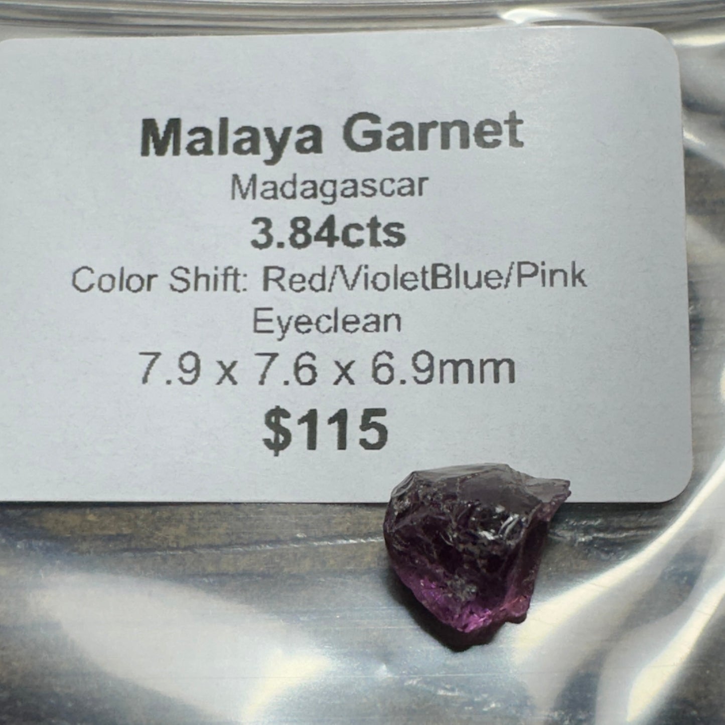 3.84ct Color Change MALAYA GARNET Facet Rough